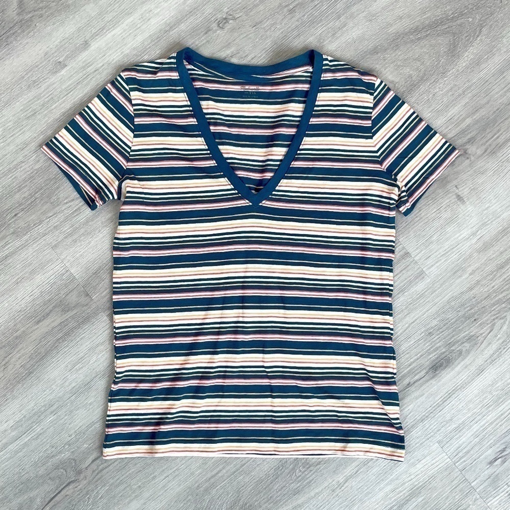 Madewell Multicolor Striped V-Neck T-Shirt